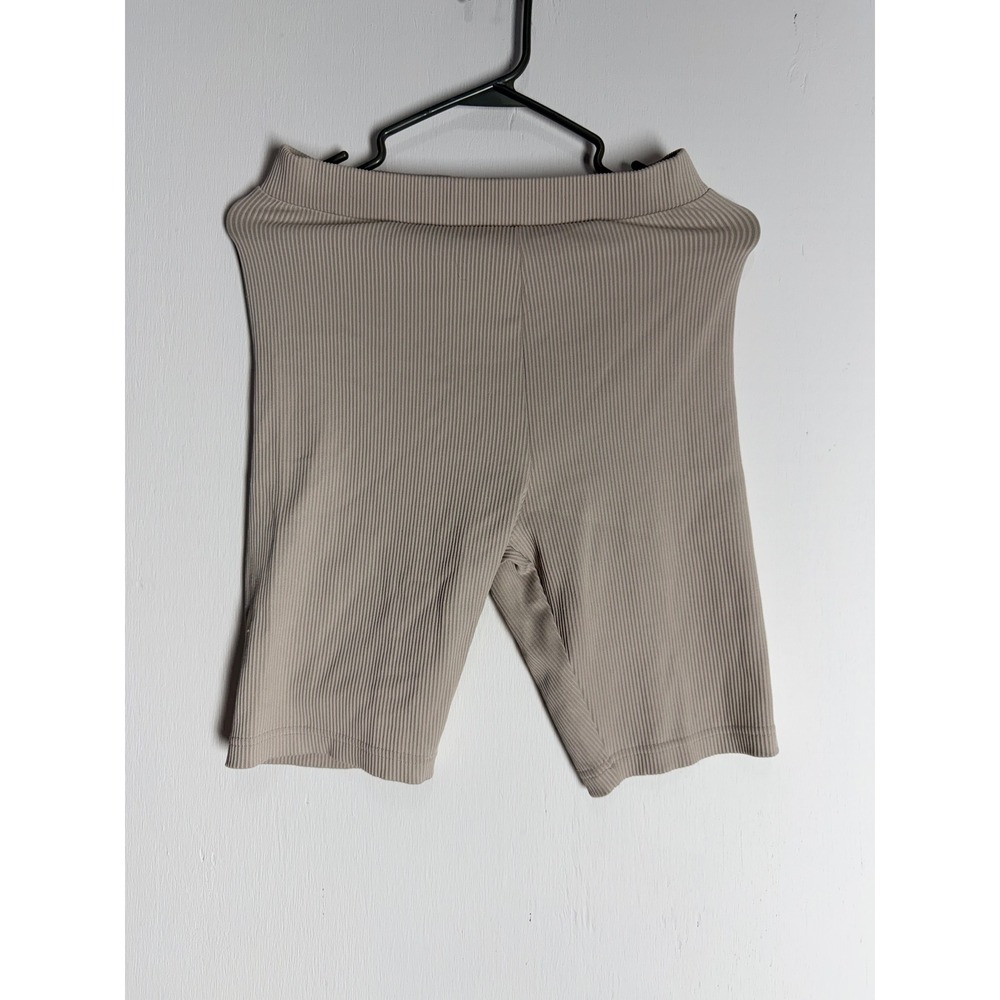 HM Divided Ribbed Biker Shorts Tan Beige High Waisted Cycling Shorts Medium